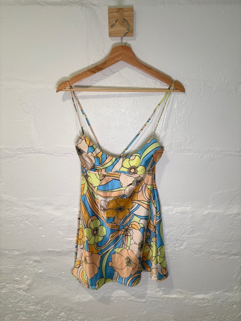 Zara Multicolor Floral Mini Dress — Blue, Yellow, Peach